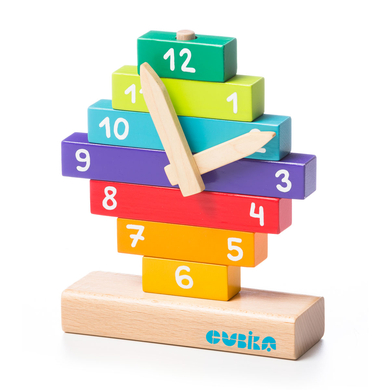 Cubika Jeu de construction horloge bois