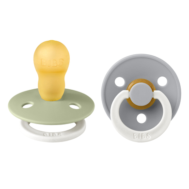 BIBS Sucette Colour Sage et Cloud Glow latex 18 m+, lot de 2
