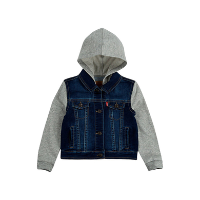 Image of Levi's® Boys Sweat Sleeve Hooded Denim Jacket059