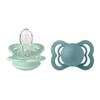 BIBS Sucette Supreme Nordic Mint et Island Sea silicone 0-6 m, lot de 2