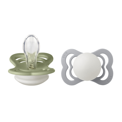 BIBS Sucette Supreme Sage et Cloud Glow silicone 0-6 m, lot de 2