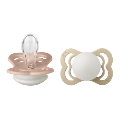 BIBS Sucette Supreme Blush et Vanilla Glow silicone 0-6 m, lot de 2