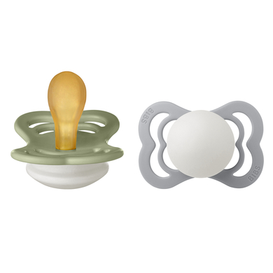 BIBS Sucette Supreme Sage et Cloud Glow latex 0-6 m, lot de 2