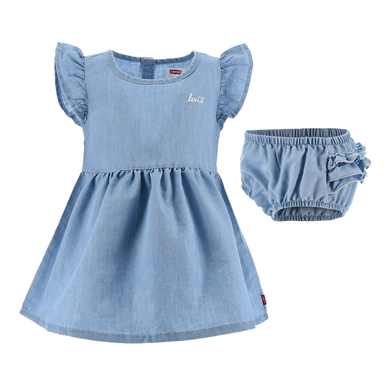 Image of Levi's® Kids Set abito in denim e pantaloni per pannolini Summer Vento blu