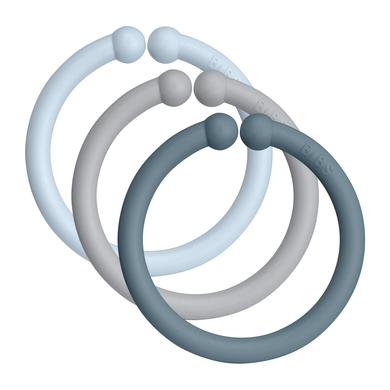 BIBS Anneaux enfant Cloud/Baby Blue/Petrol lot de 12