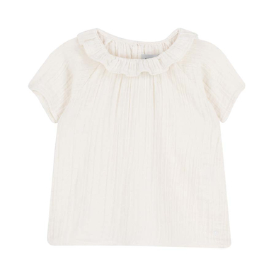 Petit Bateau Blouse bébé gaze de coton blanc marshmallow