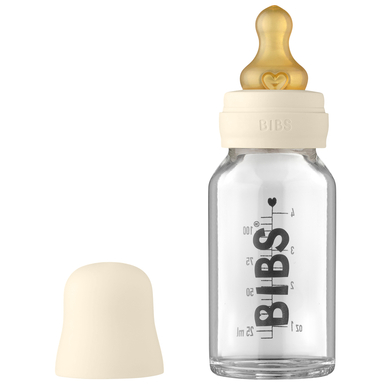 Levně Bibs Baby Bottle skleněná láhev 110 ml, slonová kost