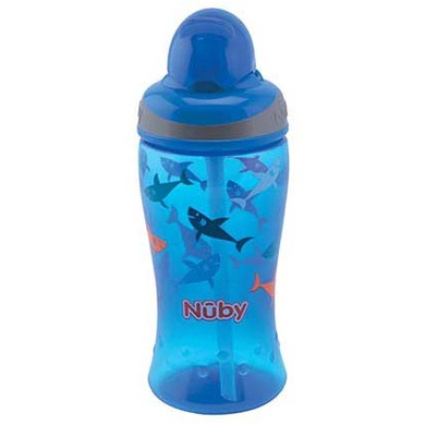 Nûby Trinkhalmflasche Soft Flip-It 360ml ab 12 Monate, blau