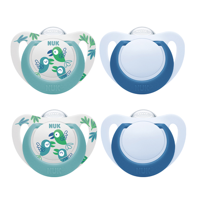 NUK Sucette Star taille 2 silicone, turquoise/bleu lot de 4