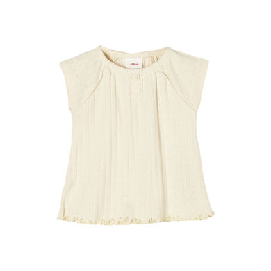 s. Olive r T-shirt beige avec motif ajouré