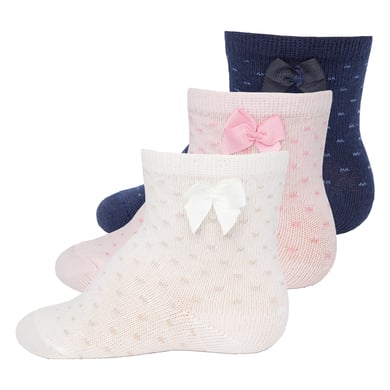 Image of Ewers Calzini bambino 3-pack pois con fiocco marine /pink/latte