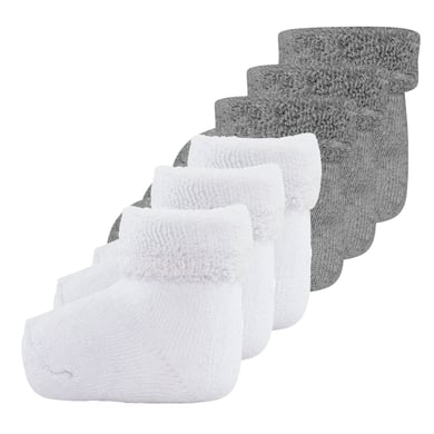 Ewers Chaussettes premier âge pack de 6 Newborn Uni Gris/Blanc