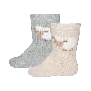 Ewers Chaussettes thermiques pack de 2 moutons gris/beige