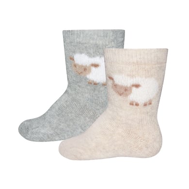 Ewers Chaussettes thermiques pack de 2 moutons gris/beige