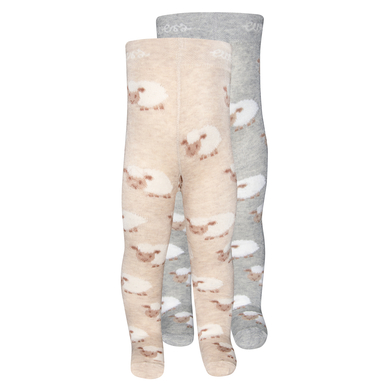 Ewers Collants bébé pack de 2 moutons gris/beige