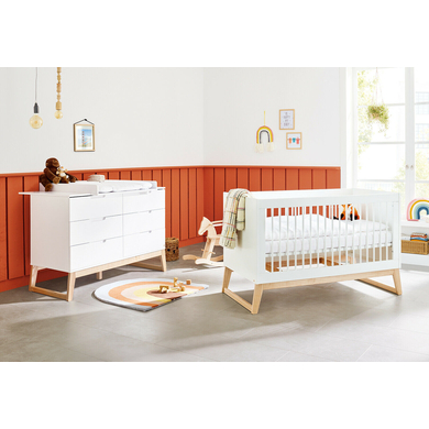 Pinolino Ensemble lit enfant commode à langer Bridge bois extra large 70x140 cm