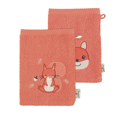 Sterntaler Gant de toilette enfant Enna corail lot de 2