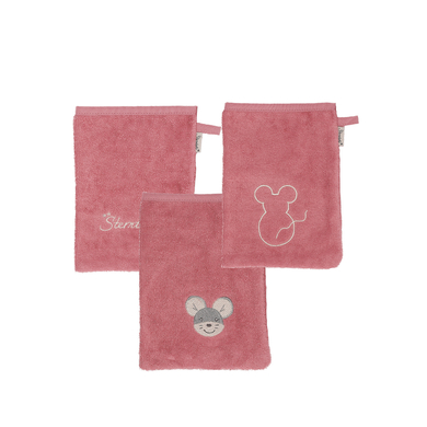 Sterntaler Gant de toilette enfant Mabel rose lot de 3
