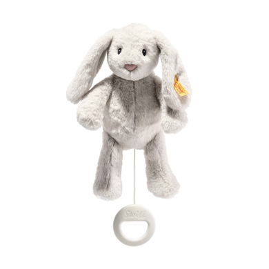 Levně Steiff Hrací skříňka Hoppie Bunny My first světle šedá, 26 cm