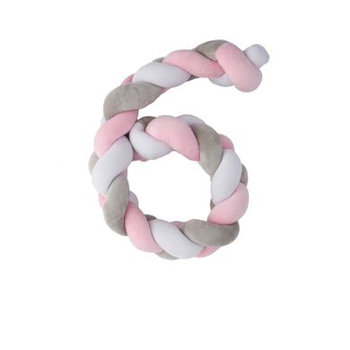 Plastimyr Tour de lit traversin enfant Twist gris/rose/blanc 120 cm