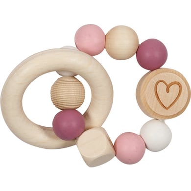 goki juguete para agarrar corazon elastico rosa madera