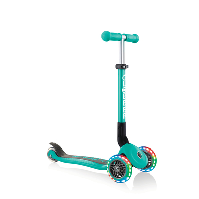 GLOBBER Trottinette enfant 3 roues évolutive pliable JUNIOR LIGHTS roues lumineuses, turquoise
