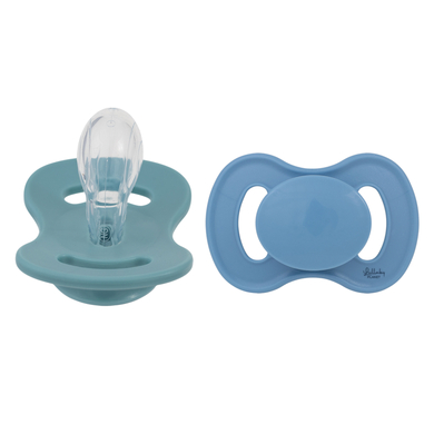 Lullaby Planet Sucette symétrique silicone T.2 Ocean Teal & Dove Blue lot de 2