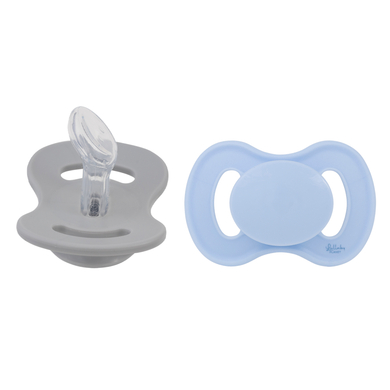 Lullaby Planet Sucette Dental silicone T.1 Ice Blue & Misty Grey lot de 2