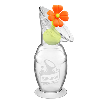 Levně haakaa® Odsávačka mateřského mléka s odsávací nožičkou 100 ml včetně květinového uzávěru v balení orange
