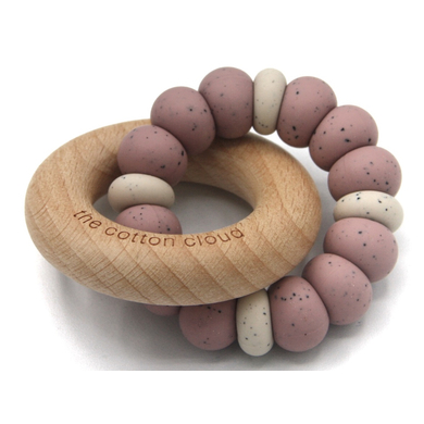 the cotton cloud Anneau de dentition Bonbon silicone/hêtre, Dusty Mauve