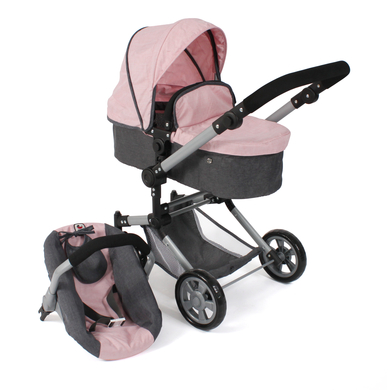 BAYER CHIC 2000 Poussette de poupée combinée LINUS mélange anthracite/rose