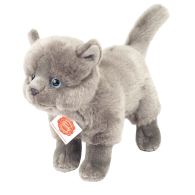 Image of Teddy HERMANN ® Gatto certosino in piedi grigio scuro, 20 cm059