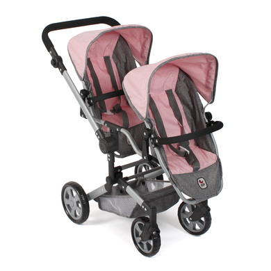 BAYER CHIC 2000 Poussette poupon double Linus, mélange gris/rose