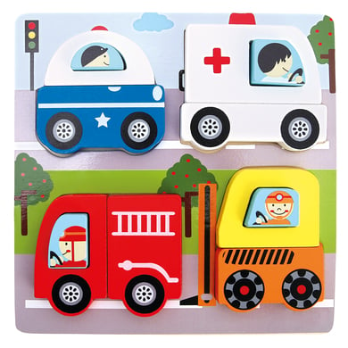 Bino 3D Puzzle Holz, Rettungsfahrzeuge 83418