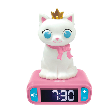 lexibook reloj despertador con figura de luz nocturna de gato en 3d y fantasticos tonos de llamada