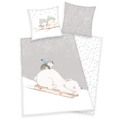 HERDING Biancheria da letto in flanella Orso polare 135 x 200 cm