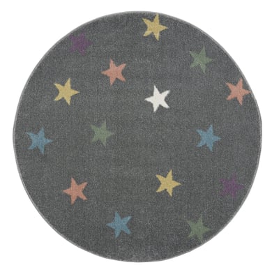 Image of LIVONE Happy Rugs Fame tappeto per bambini grigio argento/multi rotondo