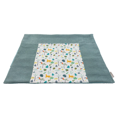 Ullenboom Housse de matelas à langer piqué gaufré motif forêt tropicale vert sauge 75x85 cm