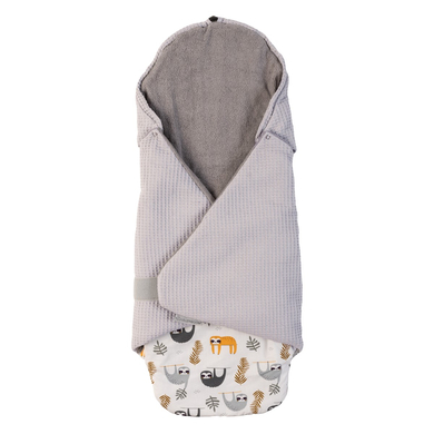 Ullenboom Couverture enveloppante bébé piqué gaufré paresseux gris 98x98 cm