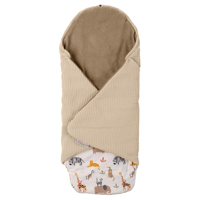 Ullenboom Couverture enveloppante bébé piqué gaufré savane sable 98x98 cm