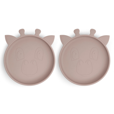 Nuuroo Assiette enfant Akila girafe silicone Woodrose lot de 2