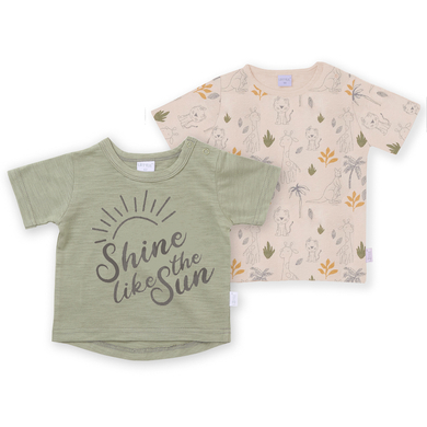LITTLE T-shirt double pack Savannah olive green