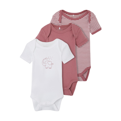 name it Body enfant manches courtes rose mesa lot de 3