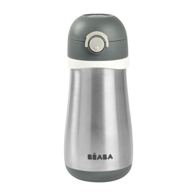 BEABA Gourde enfant paille inox 350 ml gris minéral