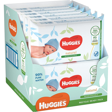 Image of Huggies Salviette umidificate Natural Biodegradabili sensitive 4 x (3 x 48) salviette per bambini, confezione sfusa