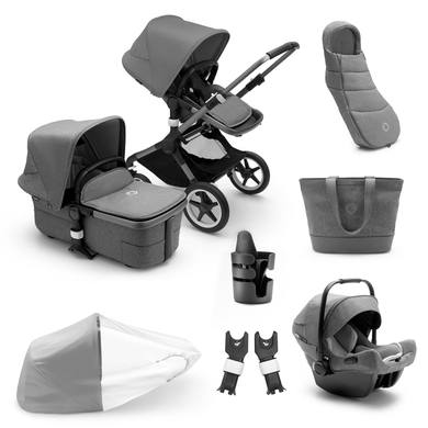 bugaboo Poussette combinée trio 3en1 Fox 3 pack complet Graphite/Grey Melange