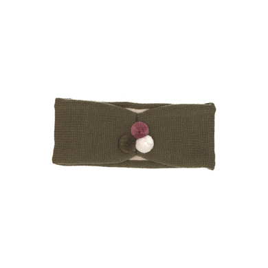 Sterntaler Bandeau tricoté pompon vert foncé