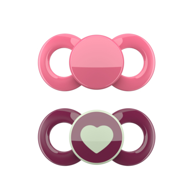 dentistar Sucettes Day & Night Set, Rose & Coeur 14+ mois