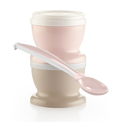 Levně Thermobaby ® Dvojité balení nádoby na dětskou výživu + 1 x lžička, powder růžová