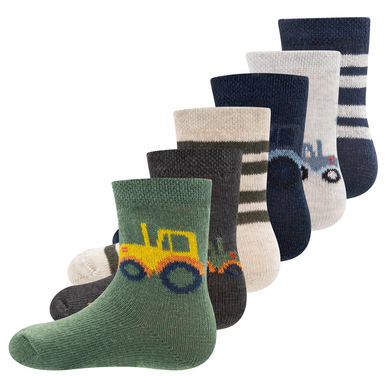 Ewers Lot de 6 chaussettes pour bébé Trecker bleu-olive